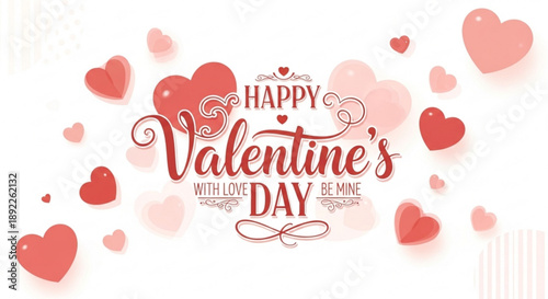 Happy Valentine's Day with love and hearts around