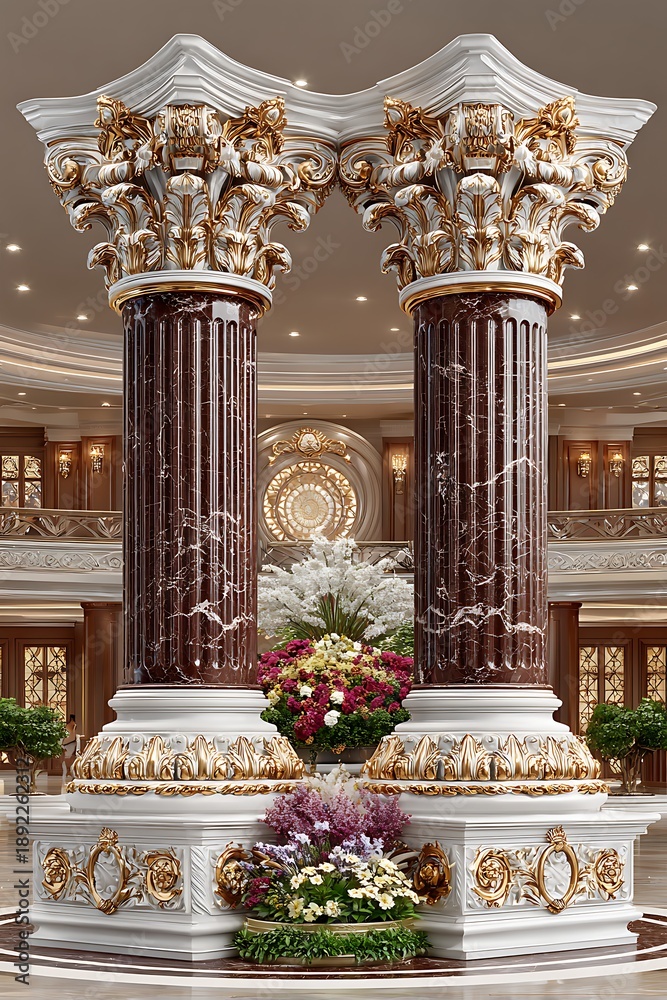 Naklejka premium Ornate marble classical architectural columns high resolution image