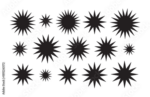 Wallpaper Mural Black starburst shapes on white background vector set modern decorative graphic elements abstract Torontodigital.ca