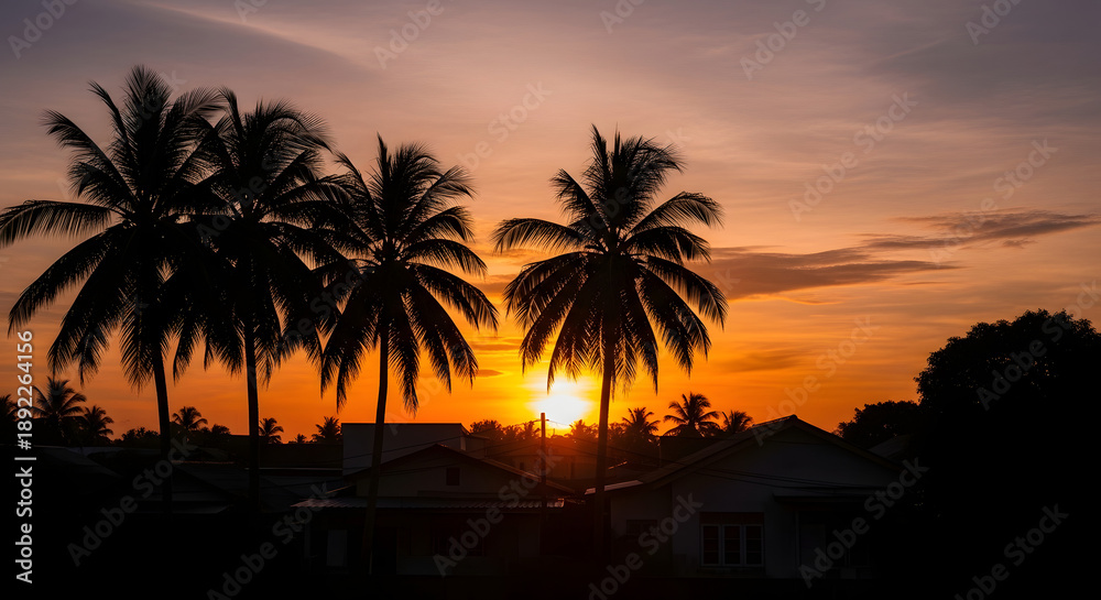 Obraz premium golden sunset over the beach