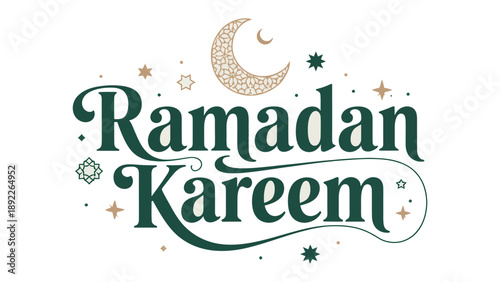 Ramadan Kareem: A festive and elegant Ramadan Kareem greeting, featuring a crescent moon, stars, and decorative elements, perfect for celebrating the holy month. 