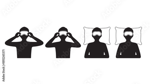 Vector Illustration Of People Wearing Sleep Masks For Better Sleep And Relaxation Concept