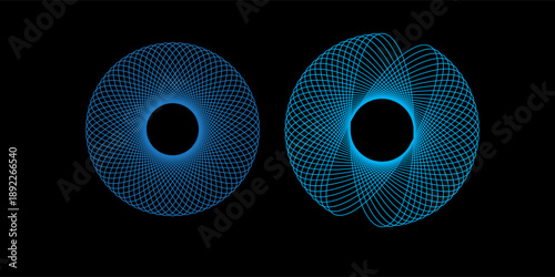 Vector set sci-fi blue sphere with particles and lines. Concept network connection. Frame sphere. Abstract technology background.