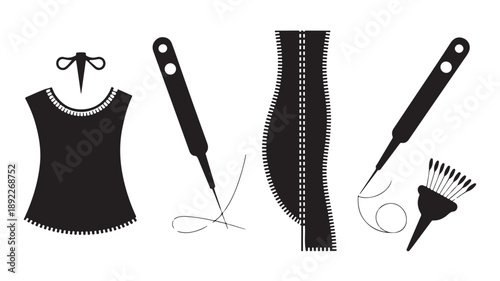 Vector Illustration Of Sewing Tools And Garment For Fashion Design And Diy Sewing Projects
