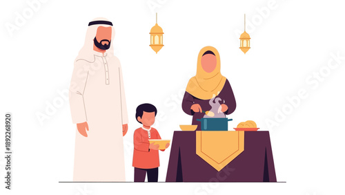 Family Preparation Meal: A family prepares a meal together, focusing on traditional culinary practices, cultural unity and togetherness, creating an atmosphere of warmth and familial bonds.