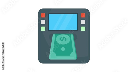 Wallpaper Mural Icon depicting a cash machine, showcasing a card insertion slot and display in a minimalist style. Torontodigital.ca