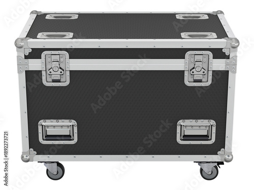 Front view of flight case isolated on white background - 3D illustration
