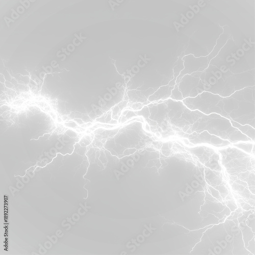 Flowing neon-white lightning twists dynamically across the dark scene. Sparks and glowing arcs enhance motion, intensity, and energy. Perfect for action-packed or sci-fi visuals. PNG