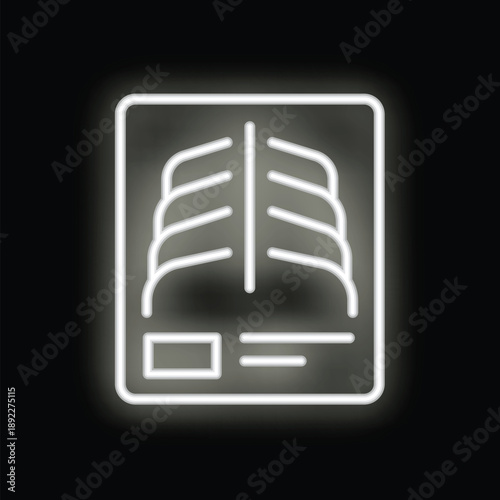 White neon x ray image glowing on a black background