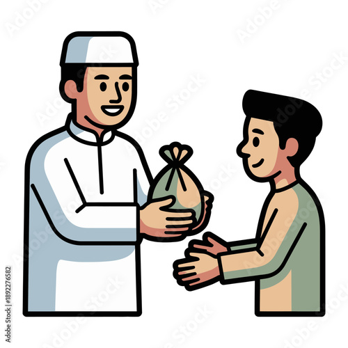 Generosity: A caring person extends a helping hand by giving to a person. It is a symbol of benevolence and compassion