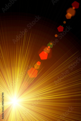 Abstract Natural Sun flare on the black