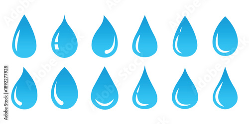 Raindrops icon line style. Graphic design element vectors. Water drop icons logo vector. Minimal teardrop icon set of liquid drops in simple vector silhouettes. Water drop icons linear icon