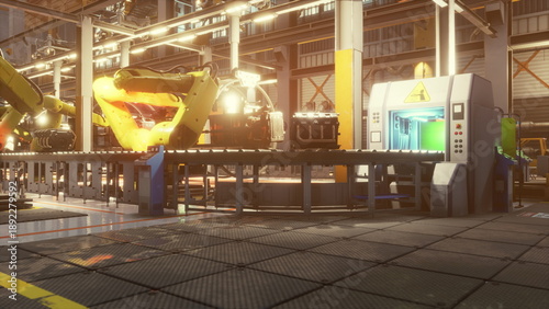 Φωτογραφία Advanced robots work efficiently on an assembly line in a bustling factory