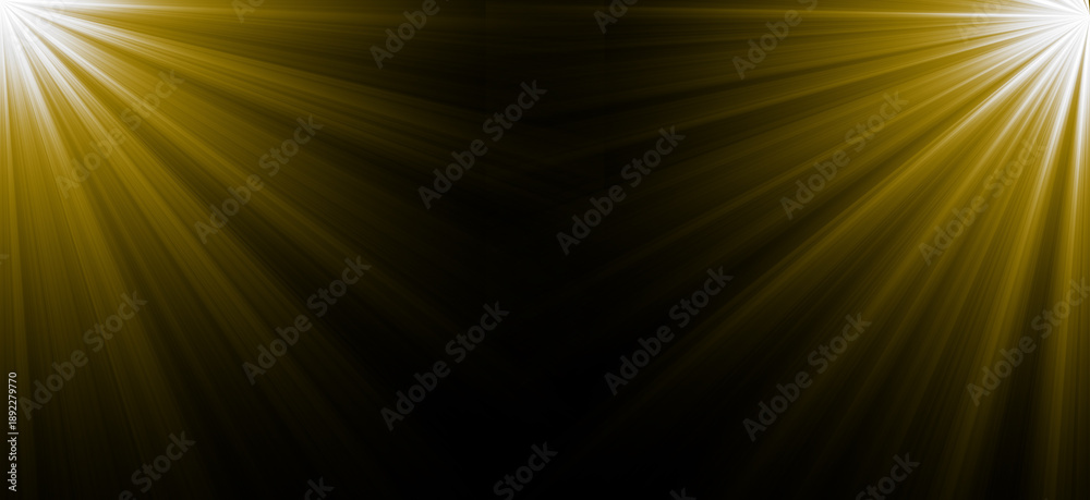 Obraz premium Golden Spotlights from Corners, Stage Lighting Effect on black Background 