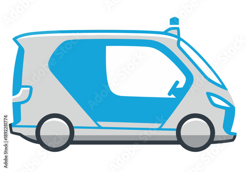 A stylized, blue autonomous pod mobility icon. Modern, clean design. Ideal for tech, transportation, and future concepts. Suitable for commercial use.