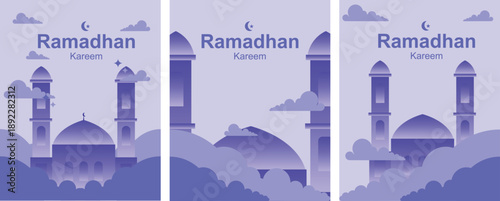 
Minimalist Ramadan illustration featuring Islamic elements, mosque silhouettes. Suitable for banners, social media, posters, and festive backgrounds. 