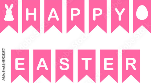 Happy Easter Day Bunting Vector Art Spring Holiday Decoration