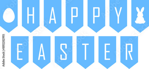 Happy Easter Day Bunting Vector Art Spring Holiday Decoration