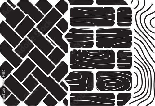 Black and white brick pattern with abstract design