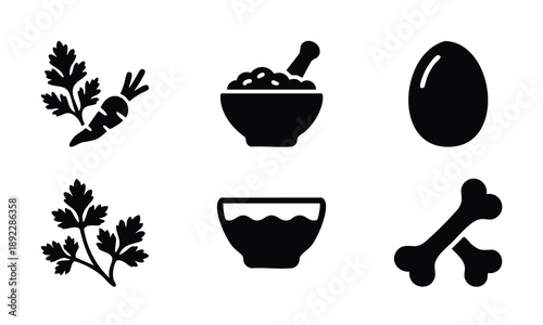 Passover Seder plate and symbols silhouette set bundle