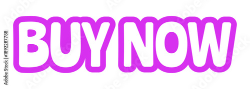 Buy now bold purple outline cta sticker. Immediate purchase. Online transaction. Product instant checkout. Ecommerce. Playful bubble text. Digital word. Magenta phrase. Web design. Ranchers font used