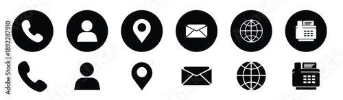 Business Contact information icons set for company, Name, Location, Address, telephone, mail, fax, icon set for business card vector illustration.