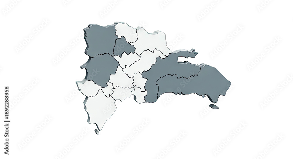 Obraz premium Dominican Republic Map with Provinces in Grayscale