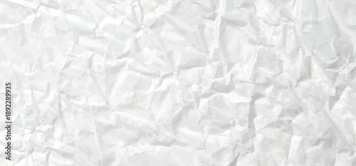 Vintage crinkle effect collage on white paper overlay. Crumpled memo sheet texture as vector background. Realistic old wrinkle paper for cover or textured folded bg.