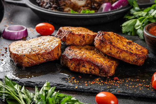 Φωτογραφία Grilled Pork Steaks with Spices