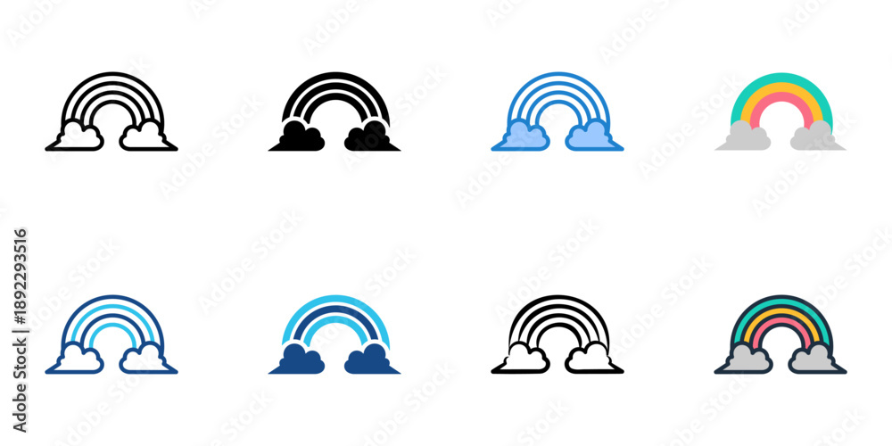 Fototapeta premium Rainbow icons set multiple style collection. Editable stroke 