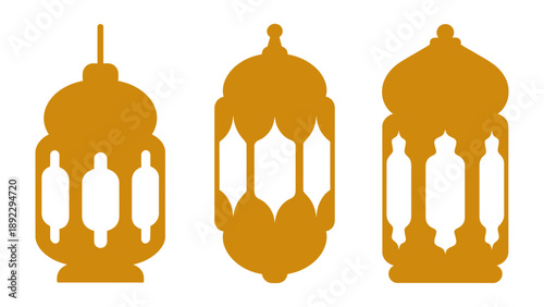 Golden Lanterns Trio: A captivating trio of golden lanterns stand, each one with its own unique design, exuding a sense of warm light, cultural celebration.