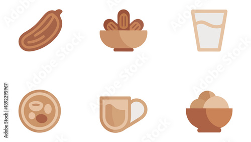 Culinary Delights in Brown Hues: A delightful assortment of culinary elements presented in a rich palette, perfect for culinary endeavors.