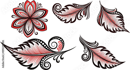 Henna tattoo designs with floral and leaf patterns