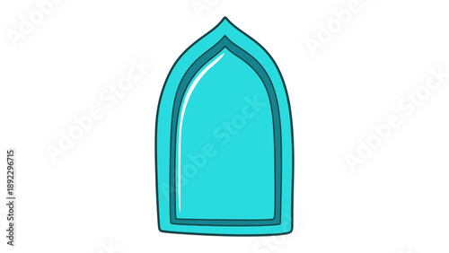 Geometric Design: Captivating illustration of a teal arched window, perfect for adding a touch of modernity and elegance to any visual project.