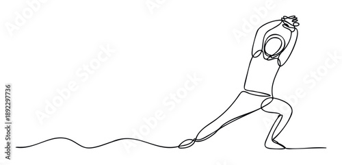 Modern single line art illustration of a yogi in an energizing asana posture suitable for sports studios, health blogs, and instructional materials