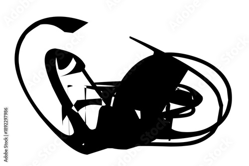 Black and white abstract figure, unspoken emotion.