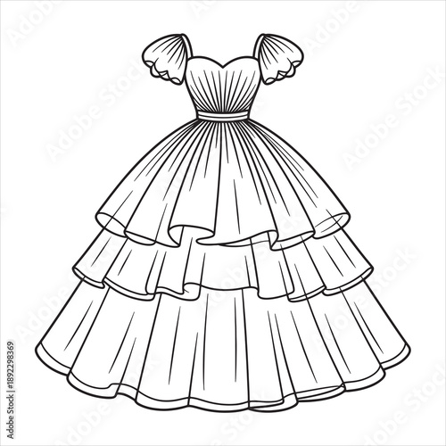 vector illustration of a tulle dress