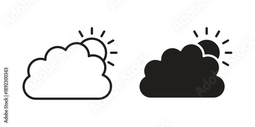 Partially cloudy icon symbol design template. Vector 10 eps.