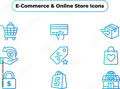 E-Commerce & Online Store UI Icon Set – Editable Vector Icons