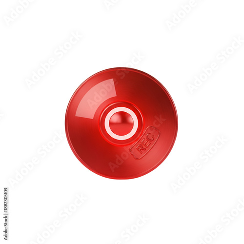 Red circular button with R E C label on black background