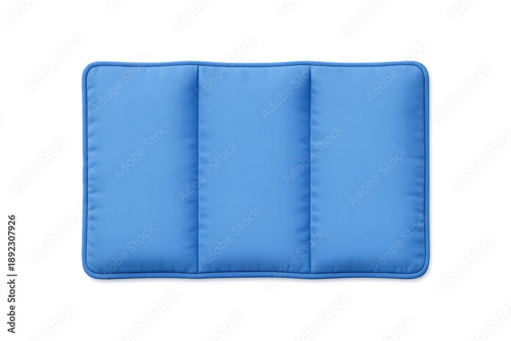 Fototapeta premium Blue quilted fabric pad on dark striped background in 3d style