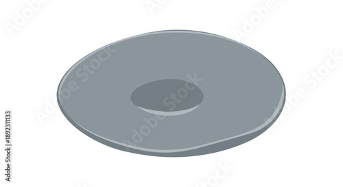 Gray warped disk with a smooth surface isolated on a white background, minimalist design with subtle shading and a modern, abstract appearance