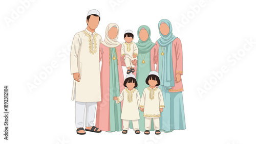 Family Harmony: A portrait of a family, capturing a beautiful illustration of togetherness and cultural pride.