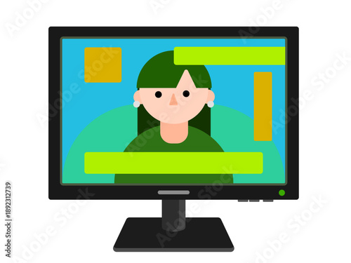 人が映るテレビのイラスト