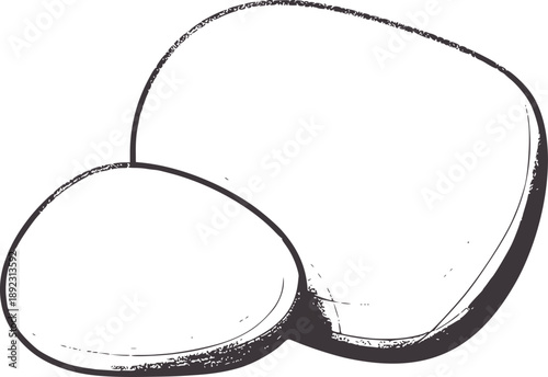 Minimalist pencil of two smooth pebbles stone rock simple