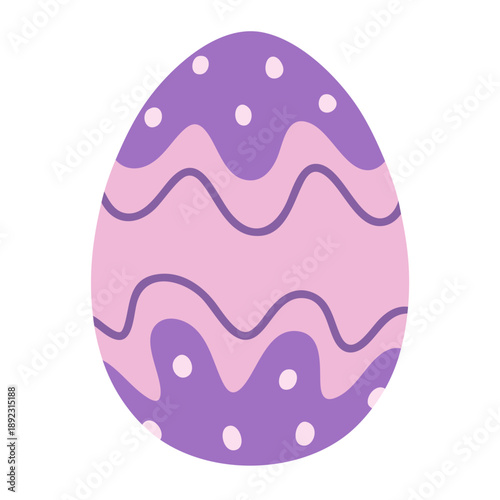 Hand drawn pink and purple easter egg doodle flat illustration