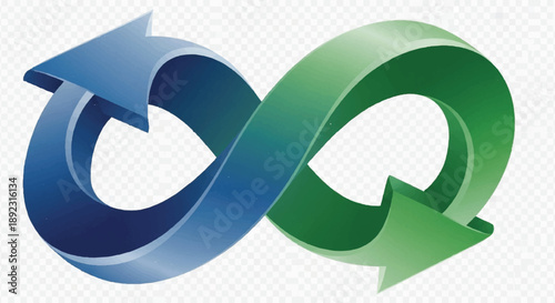 Green and Blue Gradient Infinite Arrow Loop Symbol Representing Sustainable Energy and Recycling Process