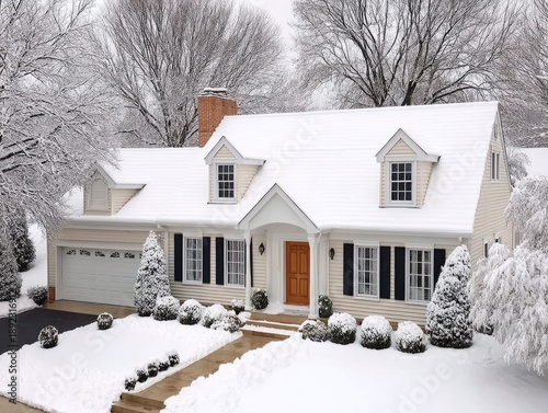 Snowy roof of a house