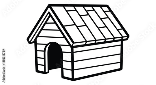 Cozy dog house with slanted roof and open doorway
