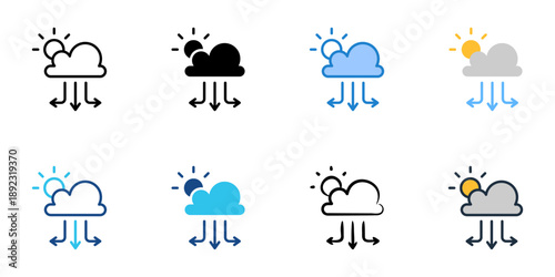 High pressure icons set multiple style collection. Editable stroke 
